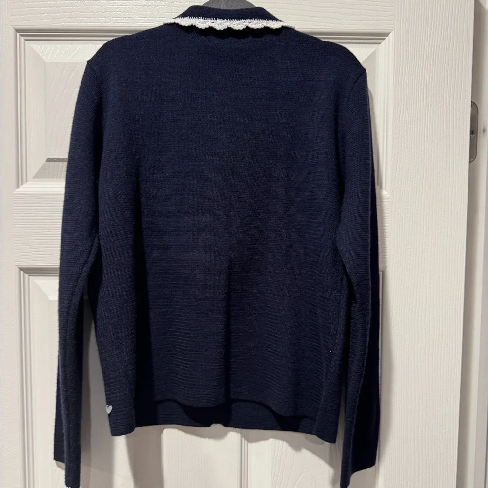 Tartine et Chocolat Navy Cardigan with White Trim